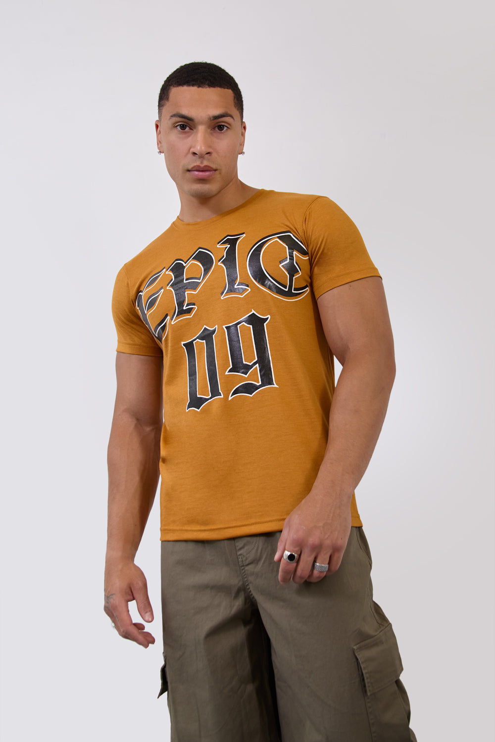 Mustard Regular Fit “Epic 09” Statement T-Shirt - London Attitude