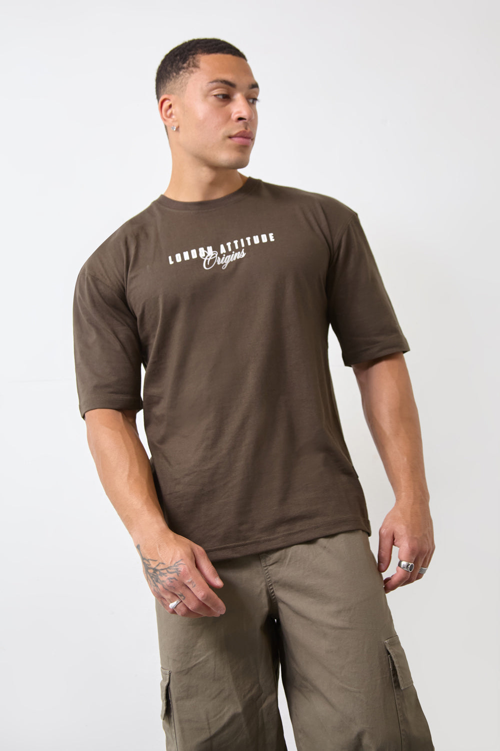 Khaki Over Size Streetwear T-Shirt-Tokyo Edition - London Attitude