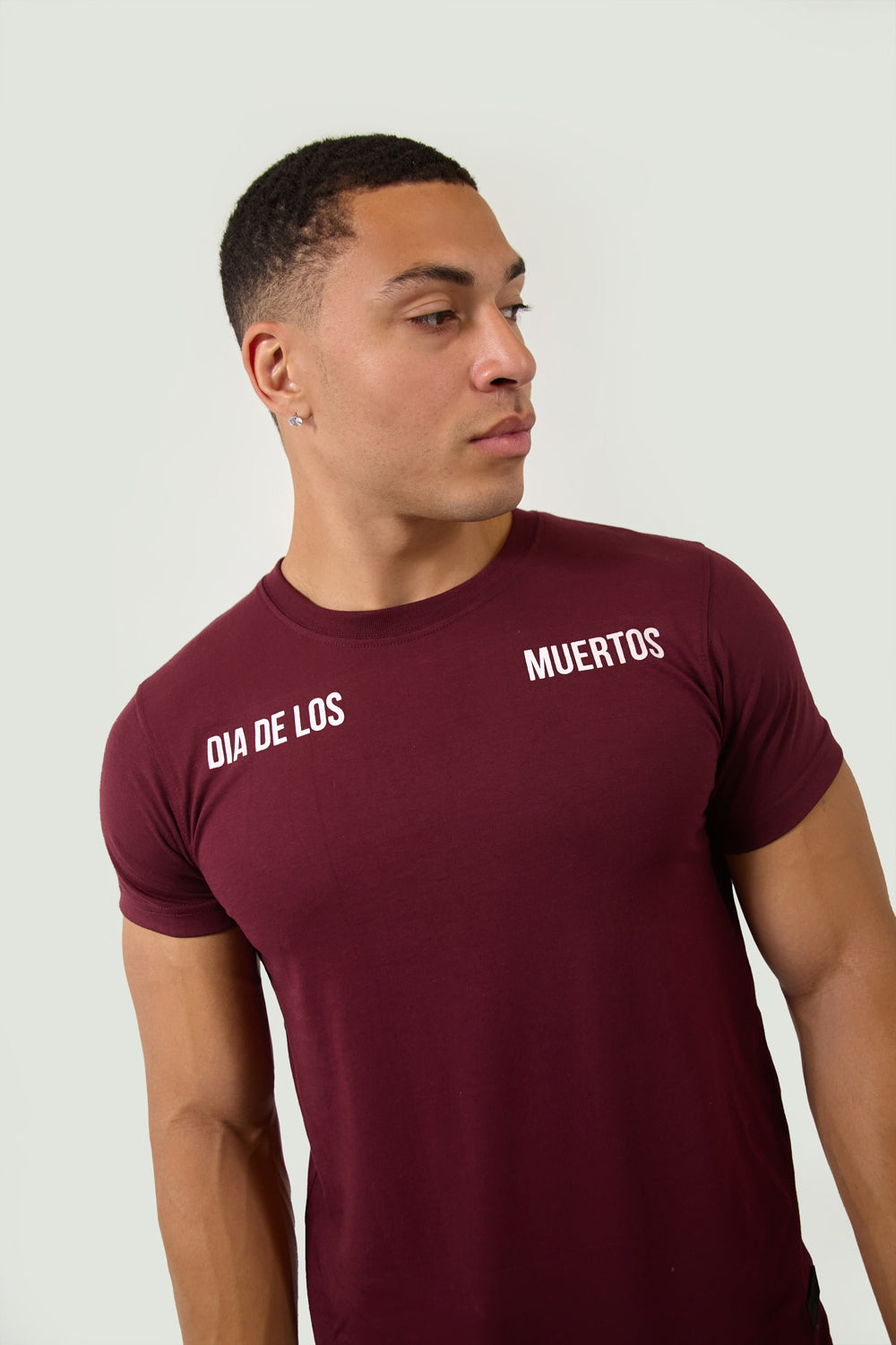 Burgundy Mexico City Dia De Los Muertos Skull Graphic T-Shirt - London Attitude
