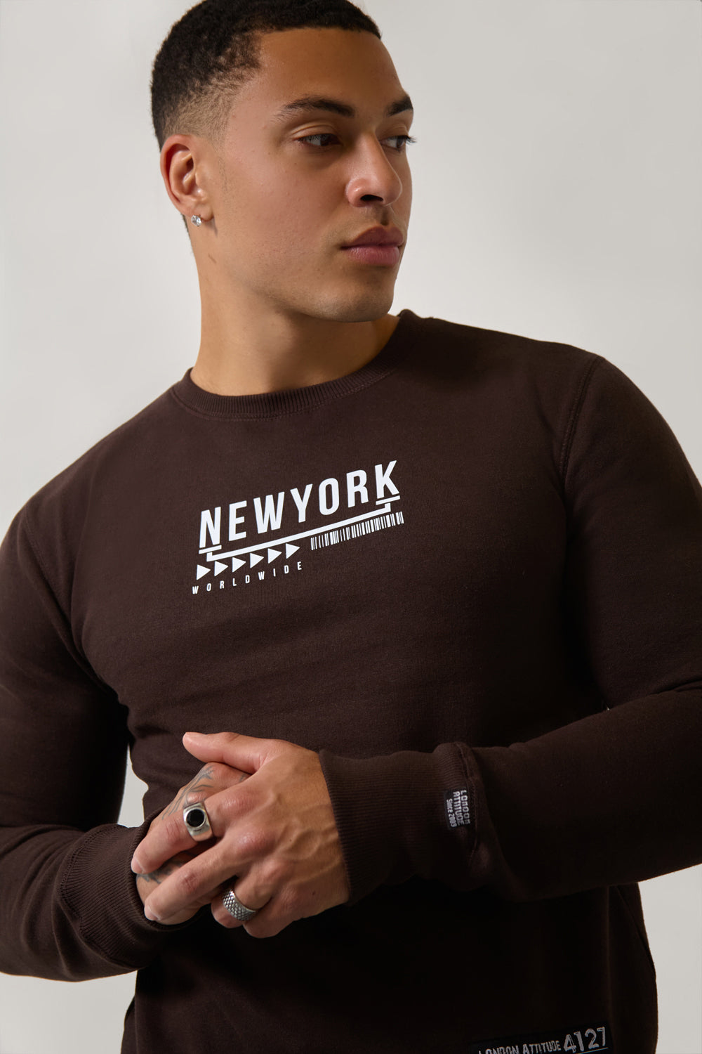 Brown Floral “New York” Crewneck Regular Fit Sweatshirt - London Attitude