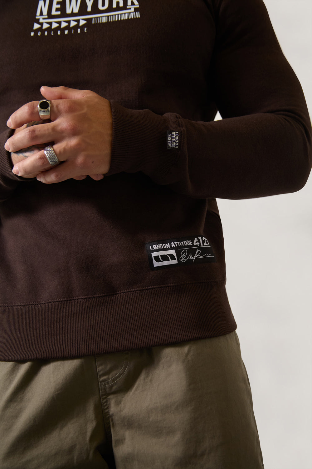 Brown Floral “New York” Crewneck Regular Fit Sweatshirt - London Attitude