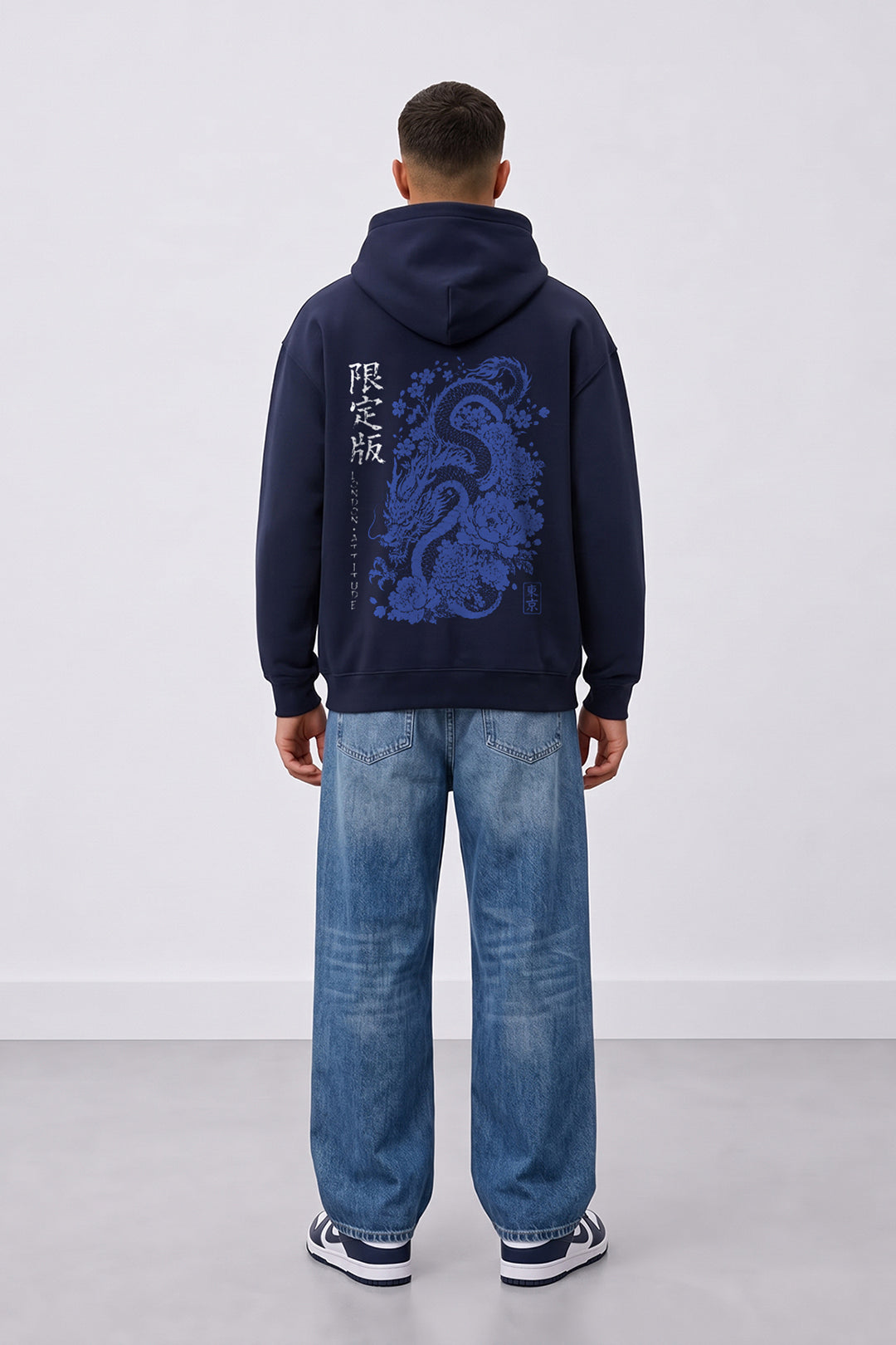 Relaxed Fit Heavyweight Japanese Dragon Graphic Hoodie