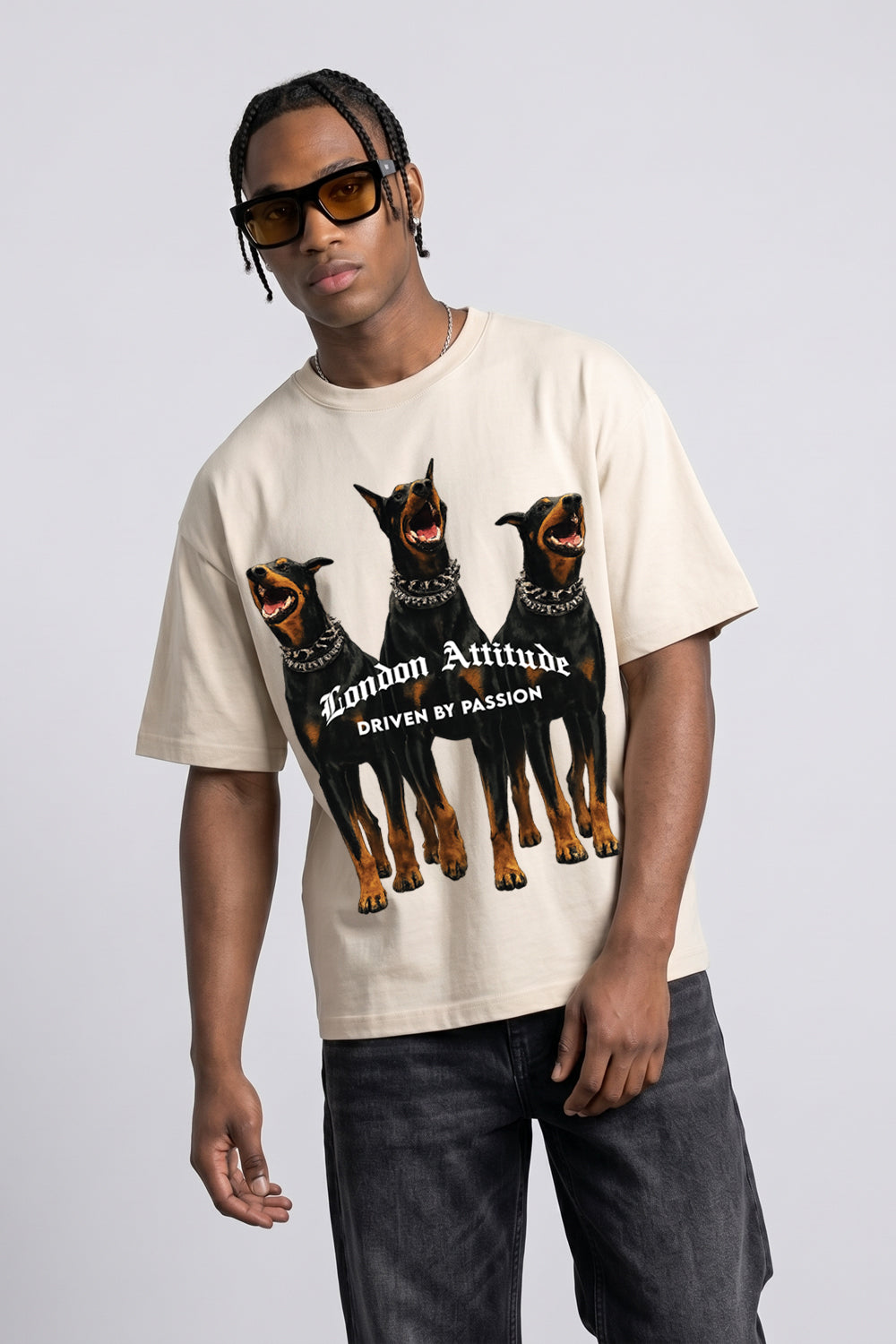 Doberman Oversized Heavyweight T-Shirt in Sand