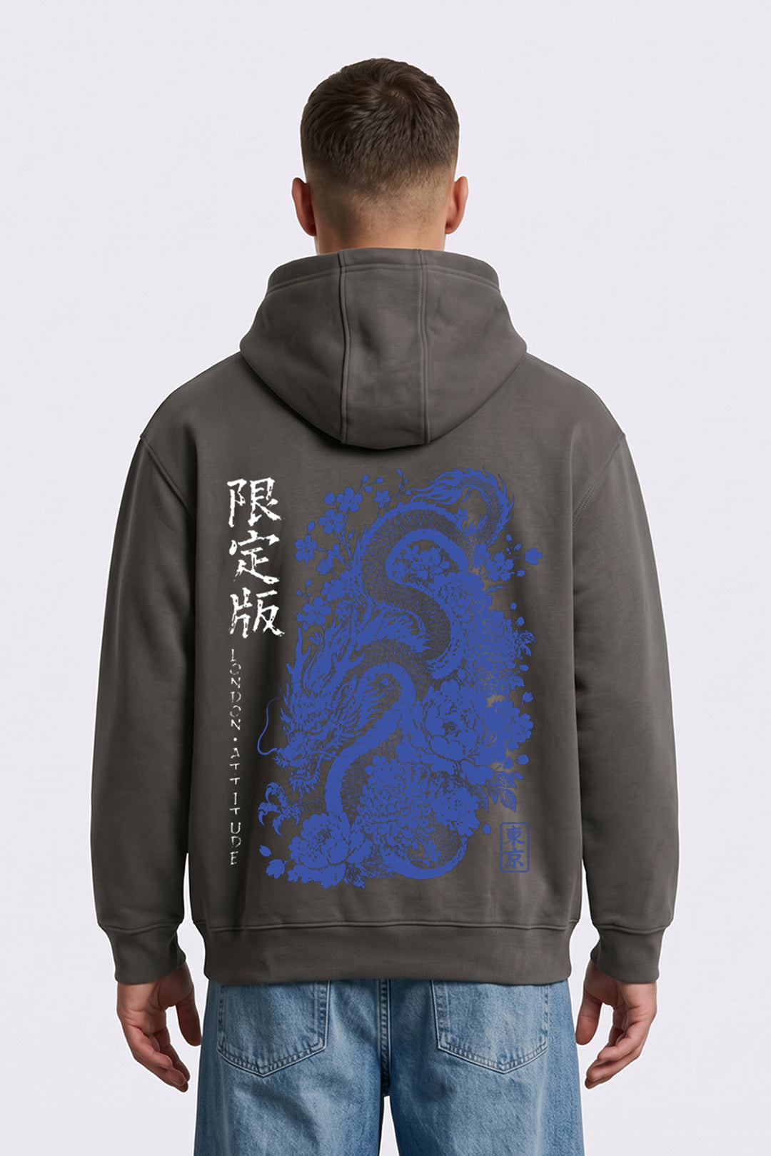 Relaxed Fit Heavyweight Japanese Dragon Graphic Hoodie