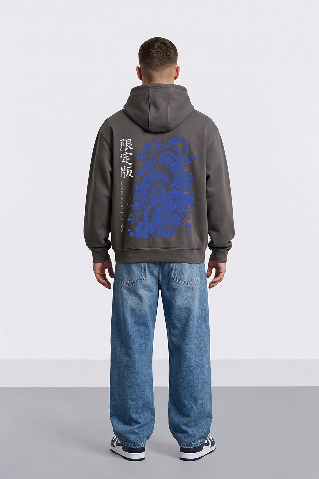 Relaxed Fit Heavyweight Japanese Dragon Graphic Hoodie