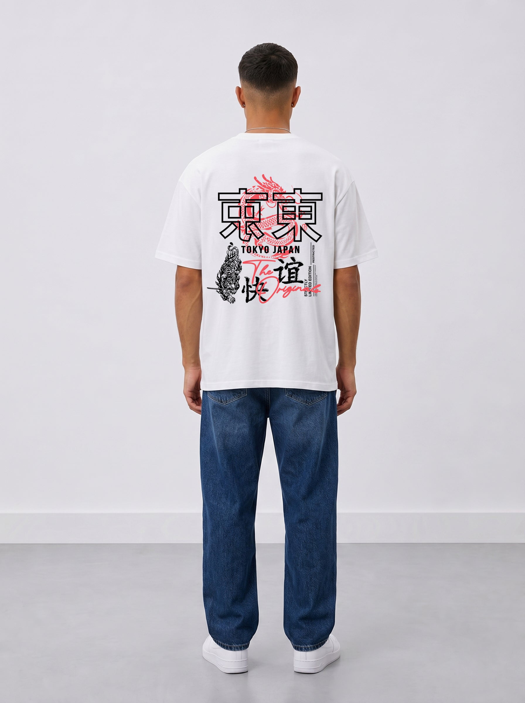 Tokyo Dragon Oversized Heavyweight Cotton White T-Shirt