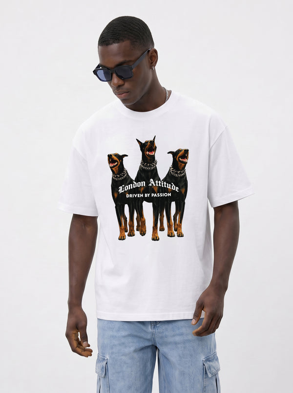 Original Creators Doberman Oversized Heavyweight White T-Shirt
