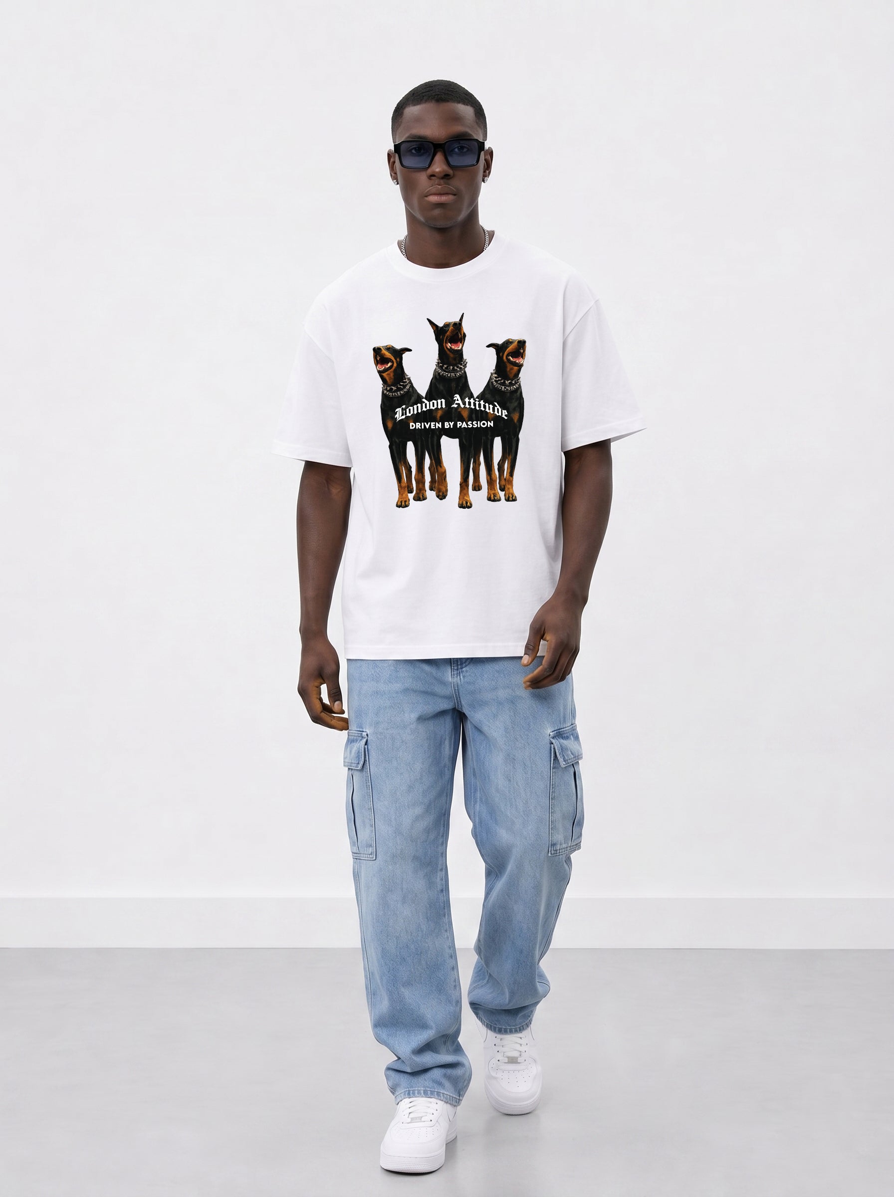 Original Creators Doberman Oversized Heavyweight White T-Shirt
