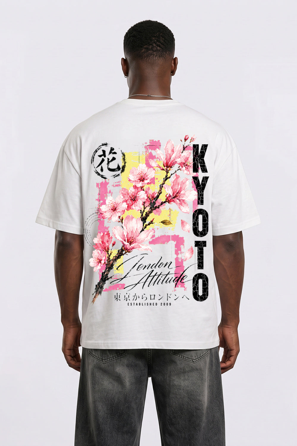 Japanese Blossom Oversized Heavyweight T-Shirt in White