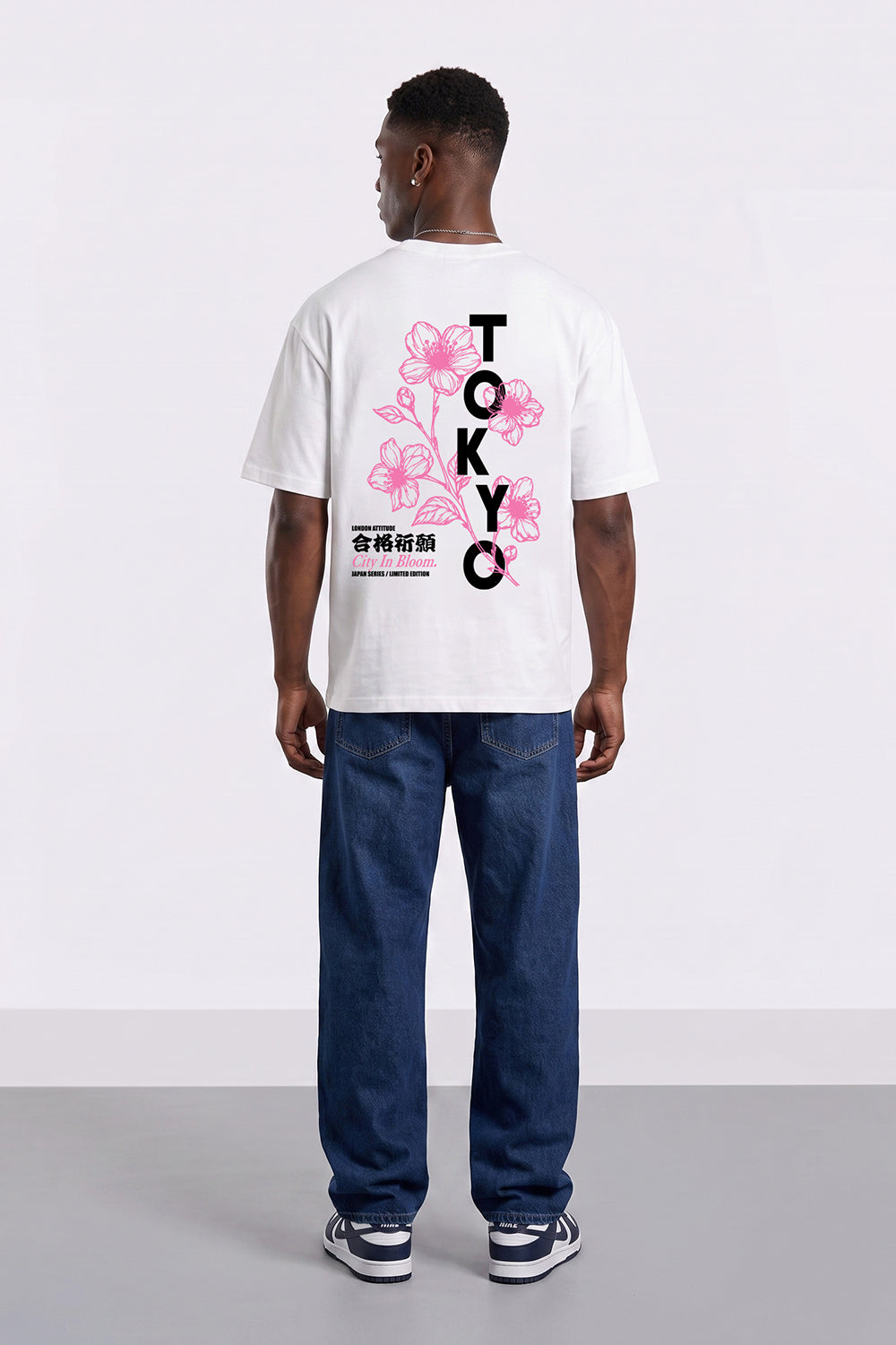 Tokyo City in Bloom Oversized Heavyweight Printed T-Shirt in White