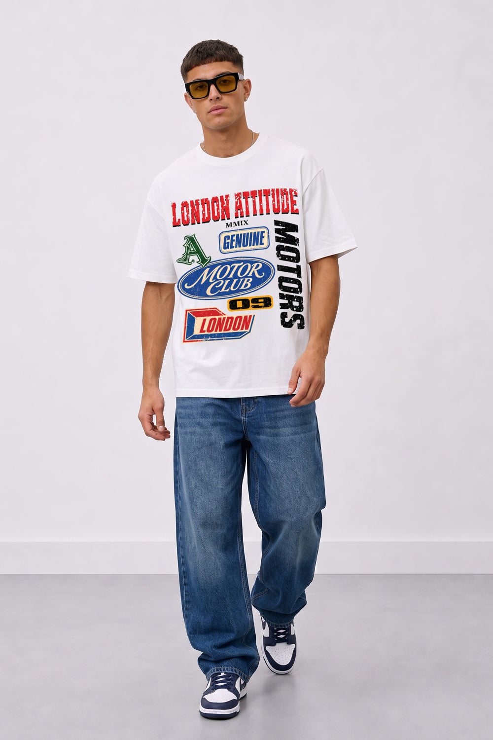 Oversized Heavyweight Vintage Racing T-Shirt in White