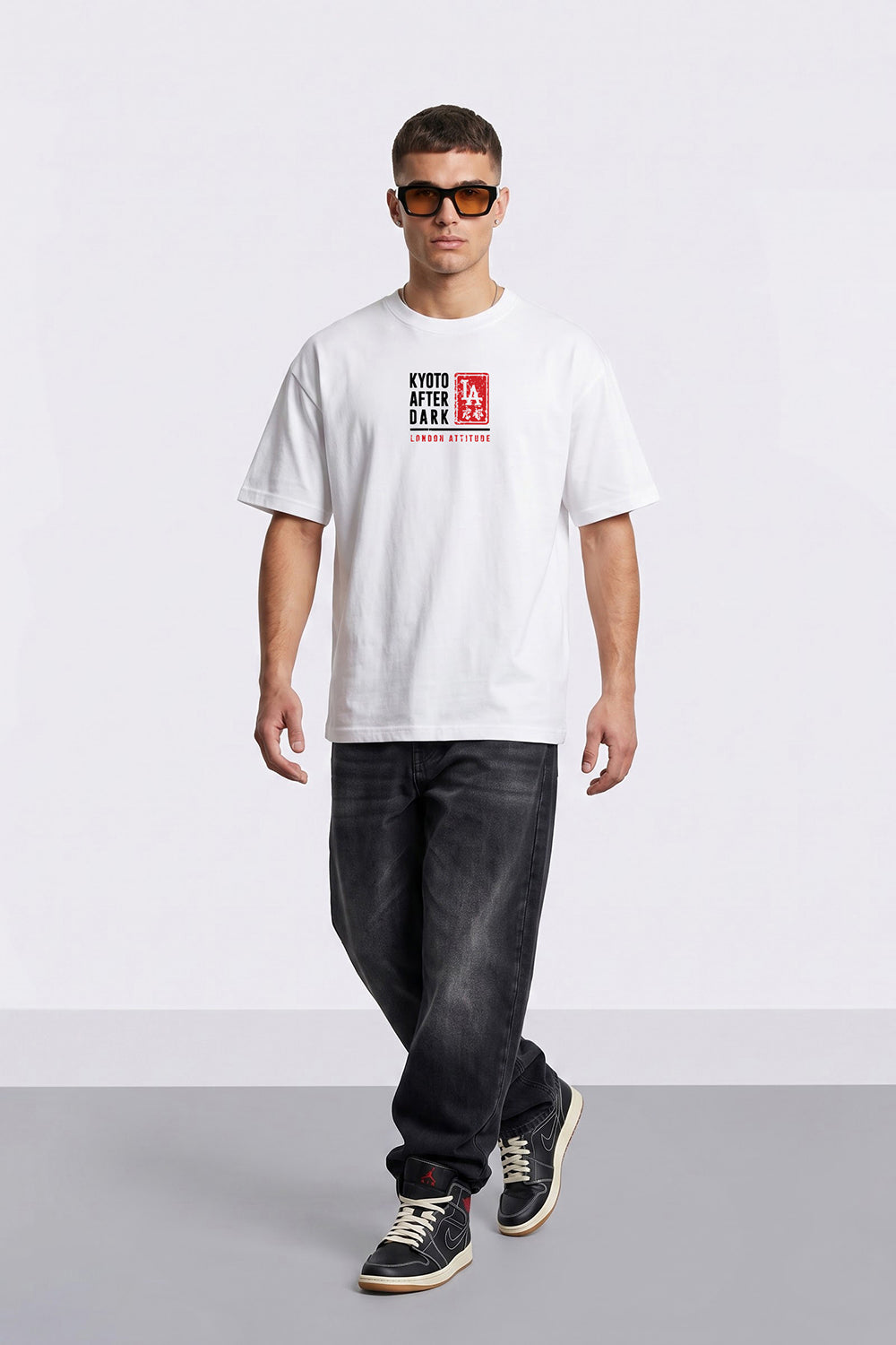 Kyoto After Dark Oversized Heavyweight T-Shirt in White