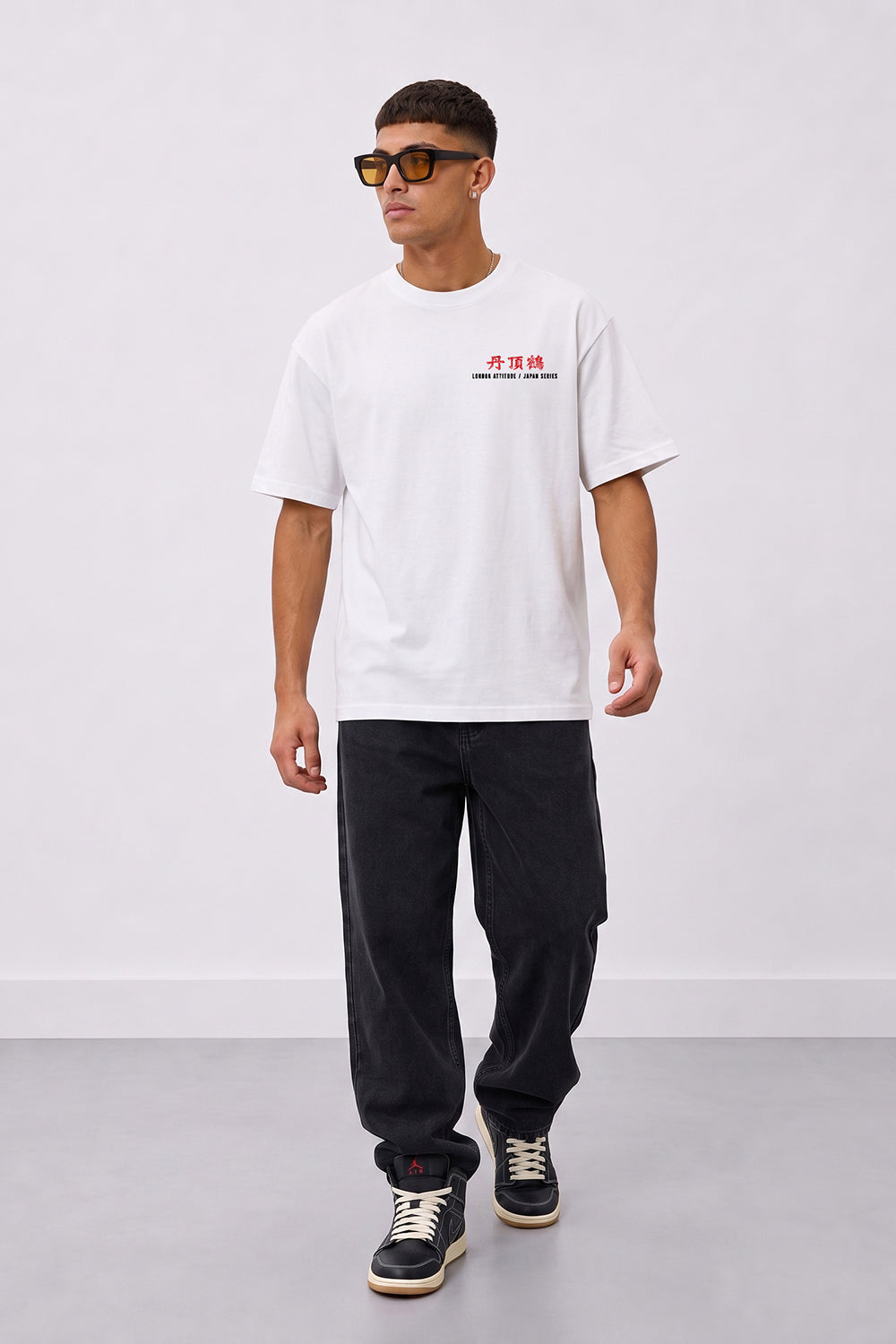 Japanese Crane Oversized Heavyweight T-Shirt in White
