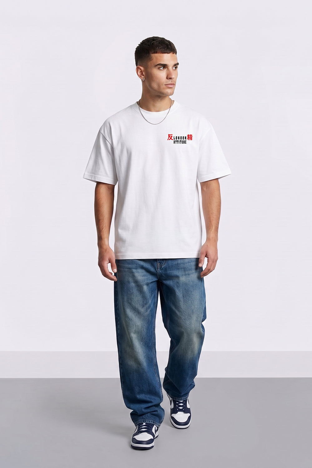 Tokyo After Dark Dragon Oversized Heavyweight Graphic T-Shirt in White