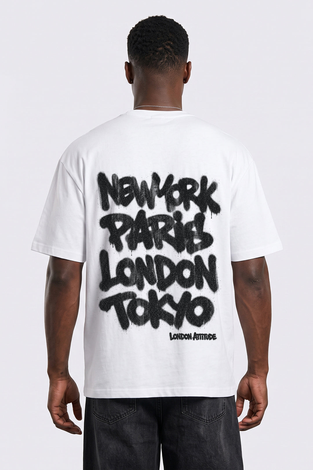 Oversized Heavyweight City Graffiti Graphic T-Shirt in White