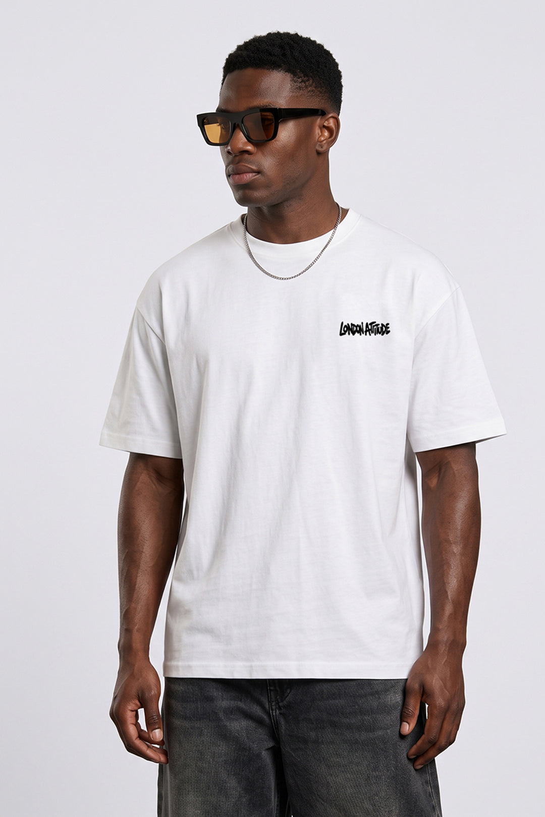 Oversized Heavyweight City Graffiti Graphic T-Shirt in White