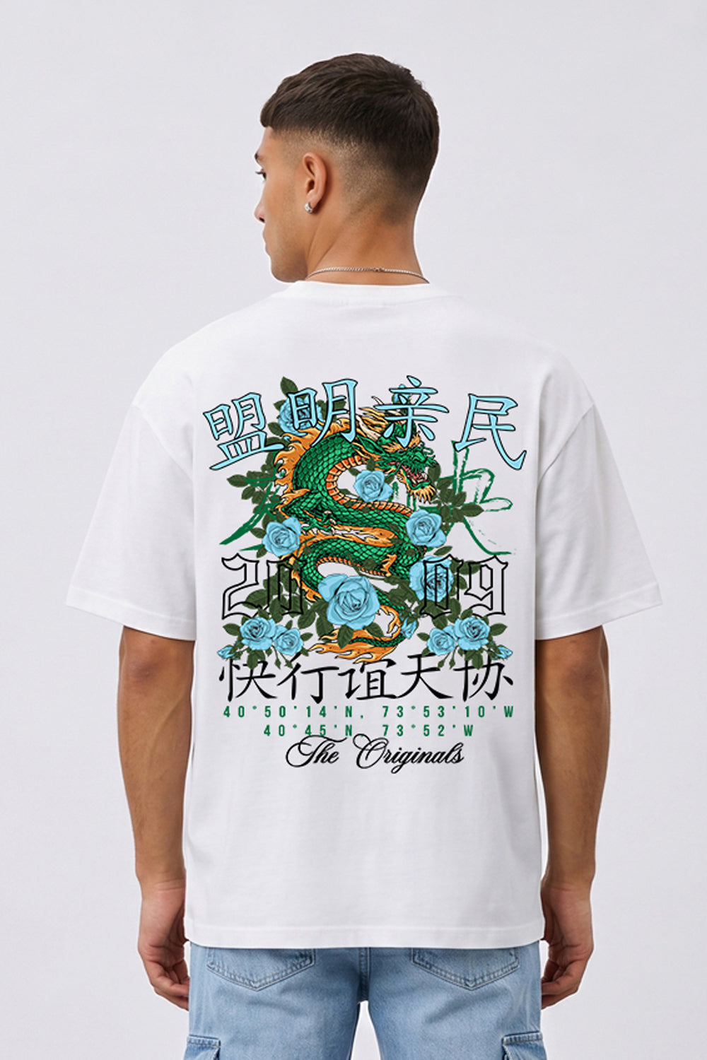 Dragon & Rose Premium Oversized Heavyweight T-Shirt in White
