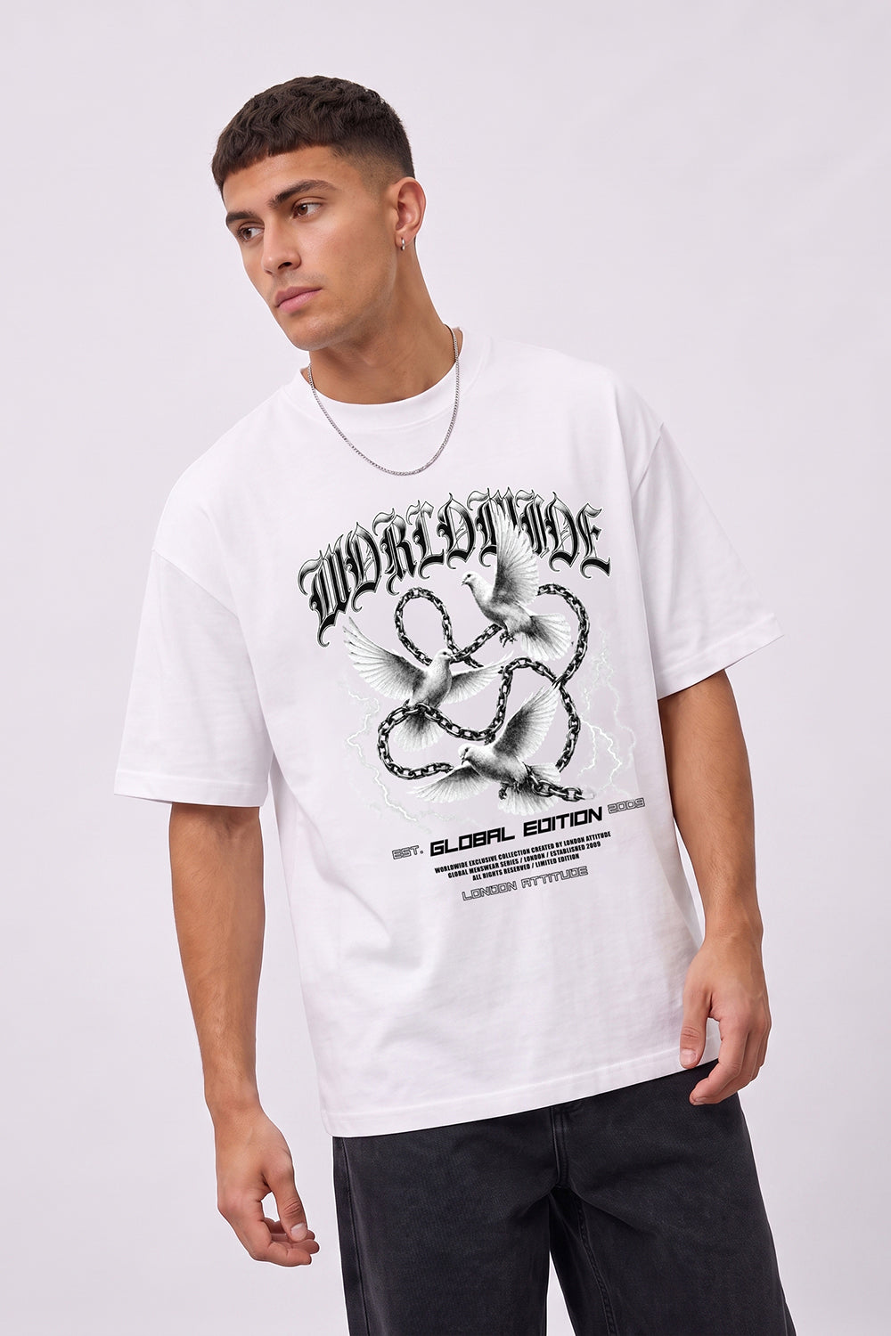 Worldwide Global Edition Oversized Heavyweight Graphic T-Shirt in White