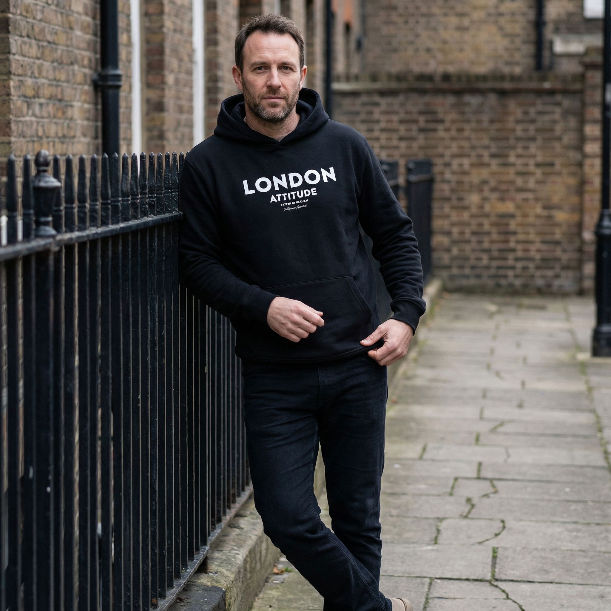 Oversized London Attitude Hoodie with Collegiate Logo Print