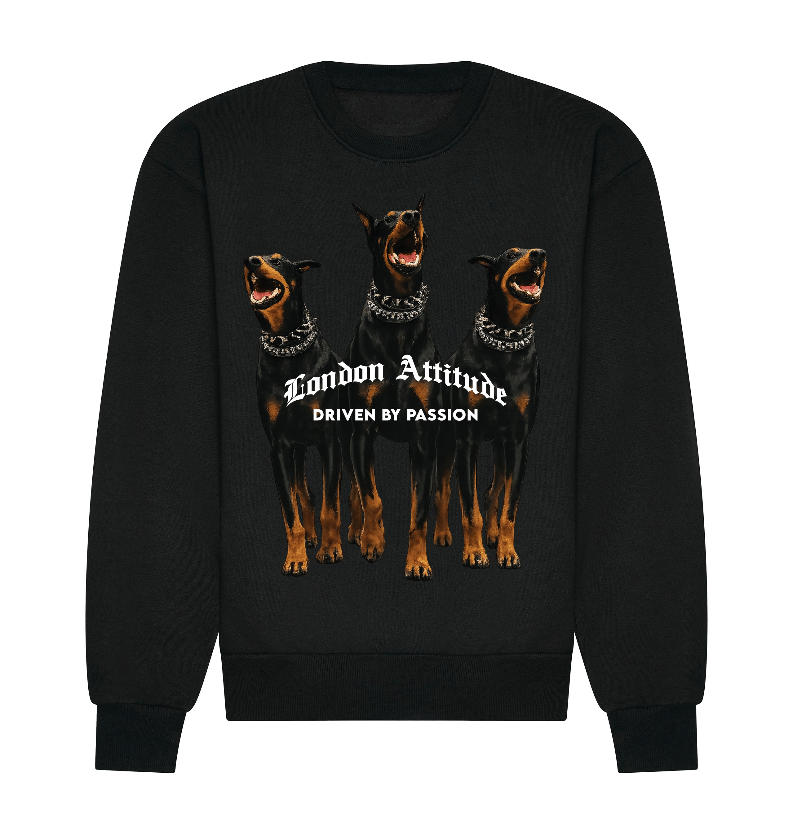 Deep Black Printed Sweater Front