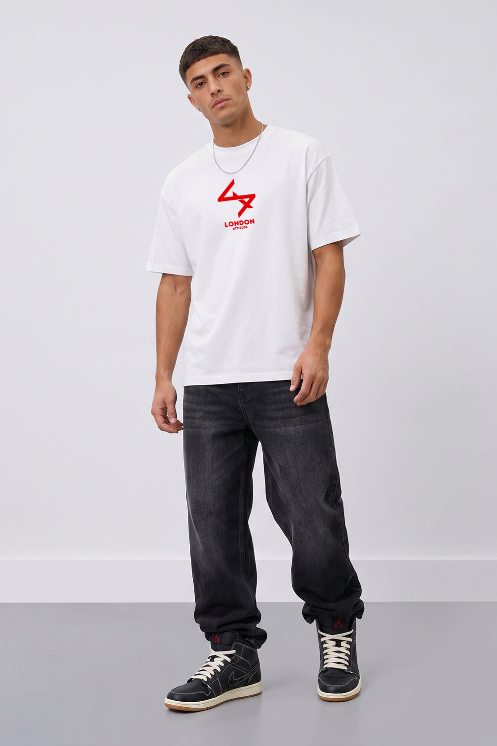 Push Your Limits Oversized Heavyweight T-Shirt in Red Print