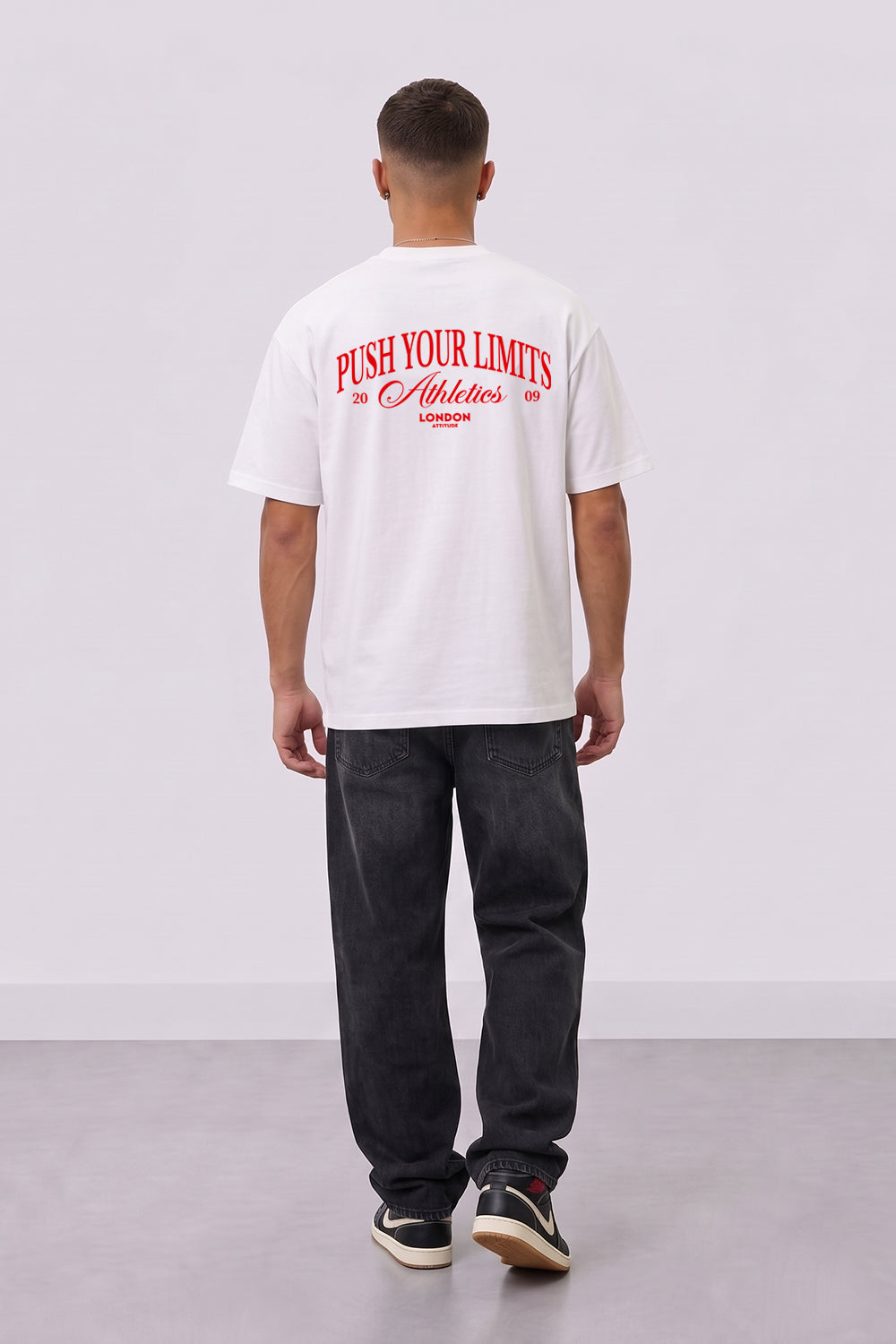 Push Your Limits Oversized Heavyweight T-Shirt in Red Print