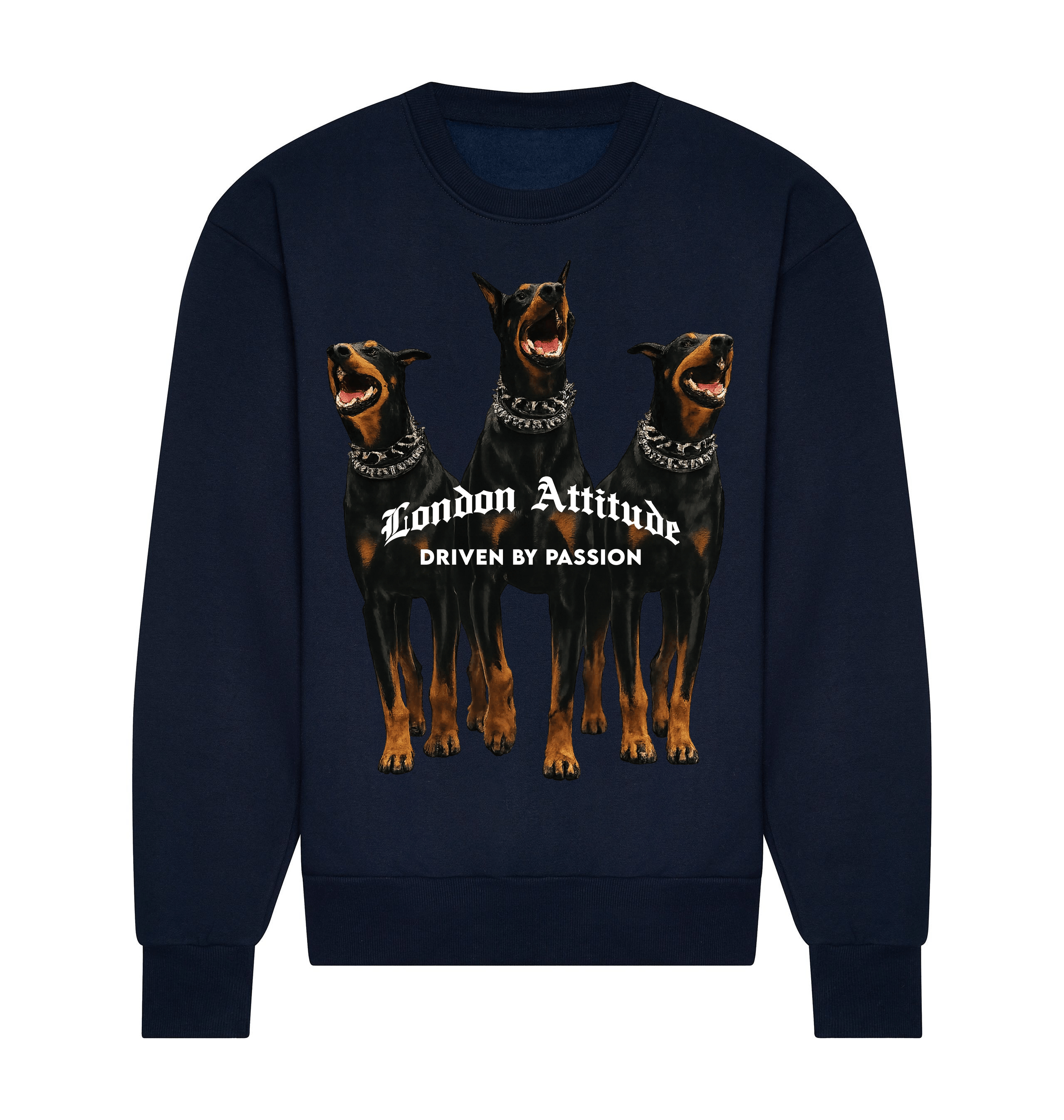 New French Navy Printed Sweater Front