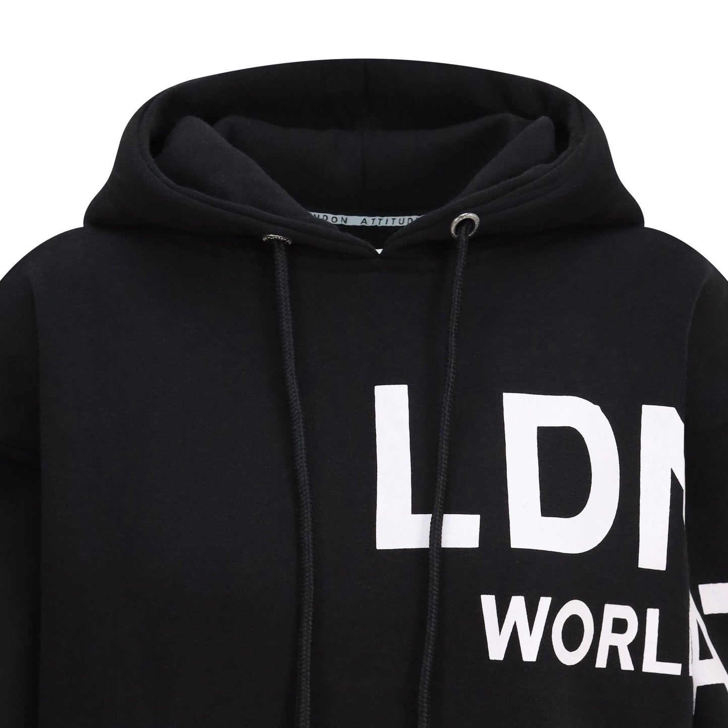 Women's Relaxed Fit Printed Hoodie Black - London Attitude