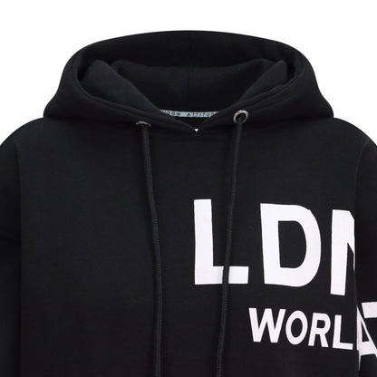 Women's Relaxed Fit Printed Hoodie Black - London Attitude