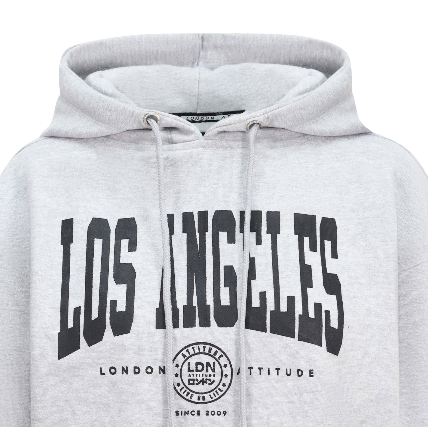 Women's Relaxed Fit "Los Angeles" Printed Hoodie Grey - London Attitude