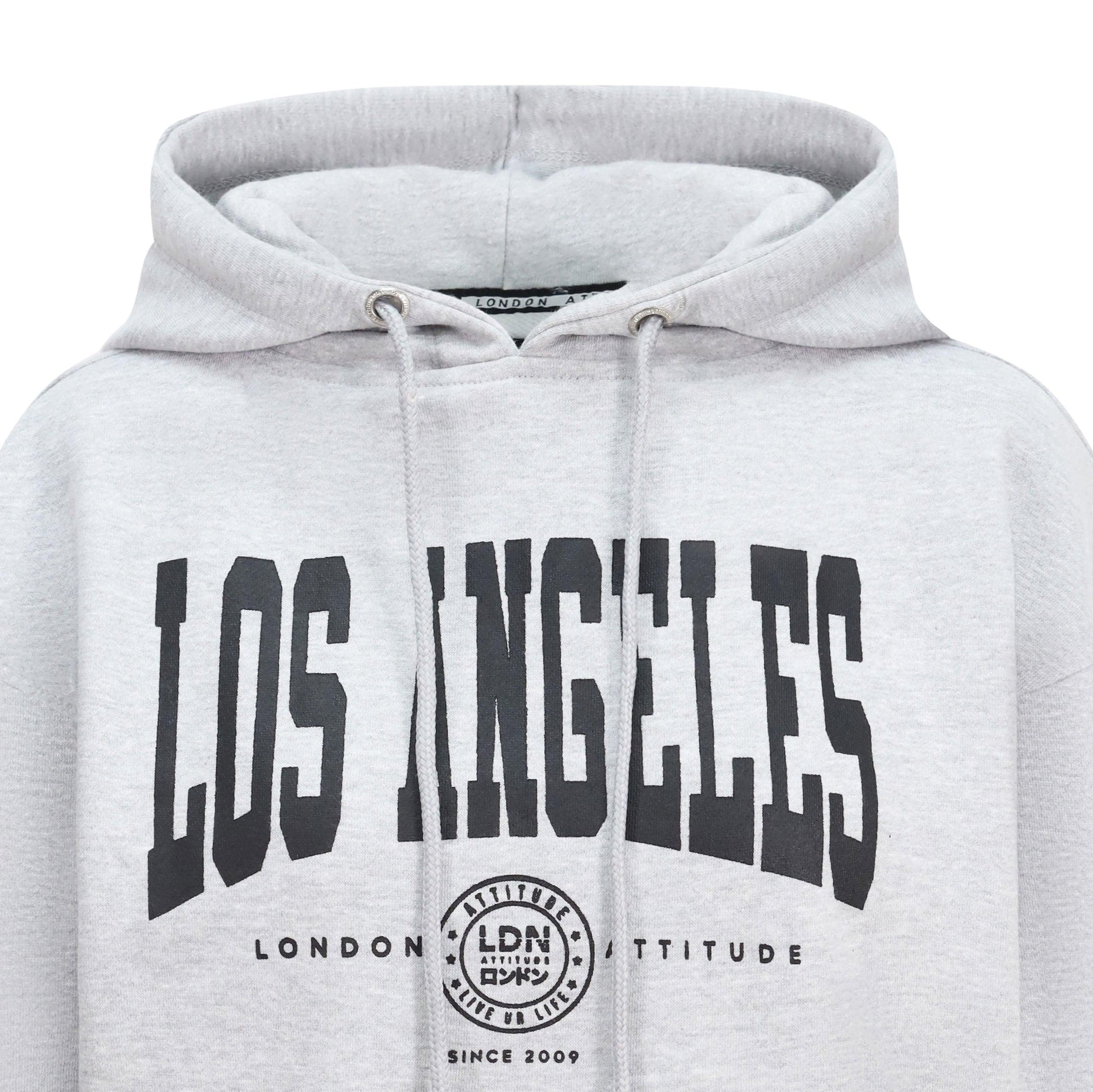 Women's Relaxed Fit "Los Angeles" Printed Hoodie Grey - London Attitude