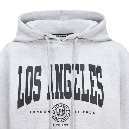 Women's Relaxed Fit "Los Angeles" Printed Hoodie Grey - London Attitude