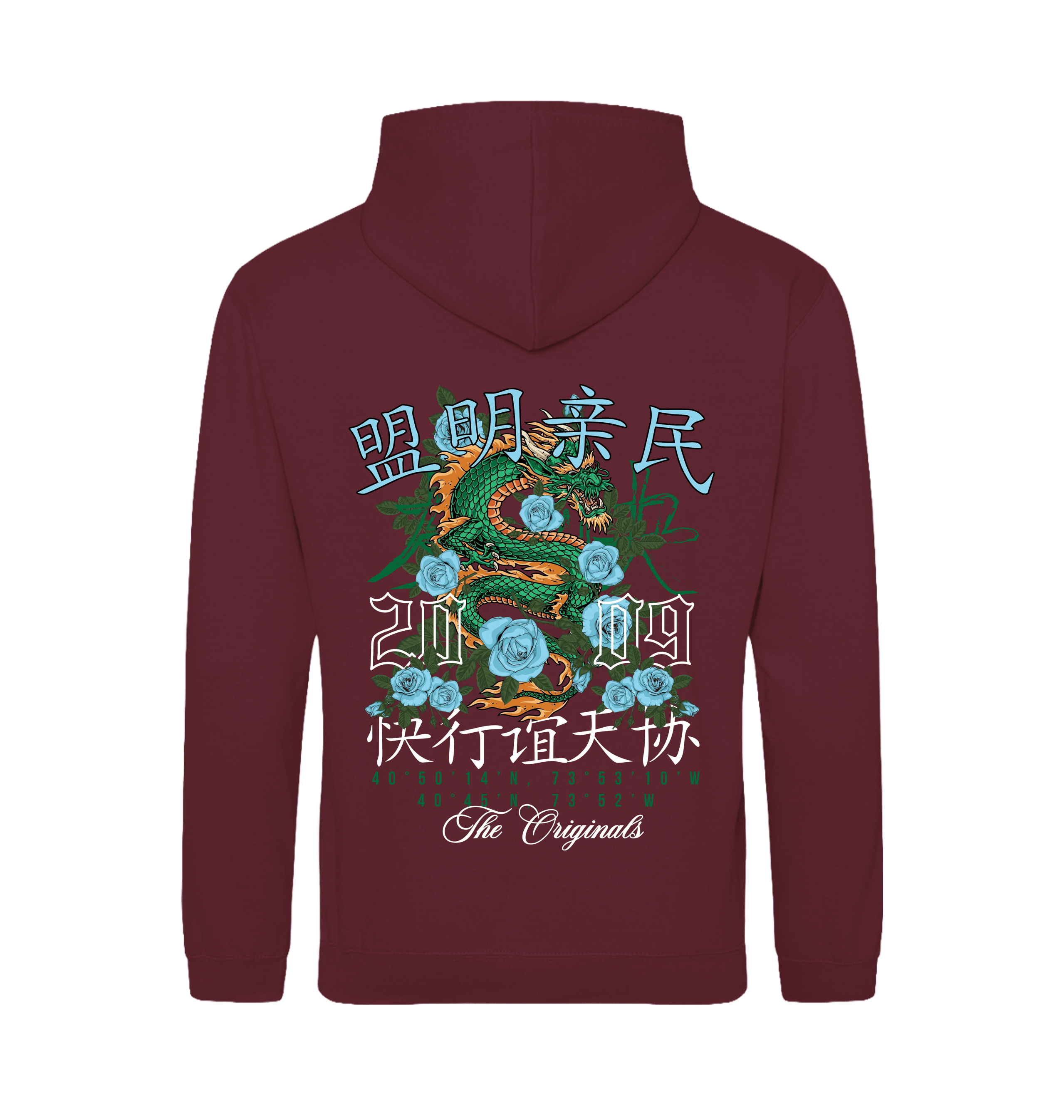 Burgundy Smoke Printed Hoody Back