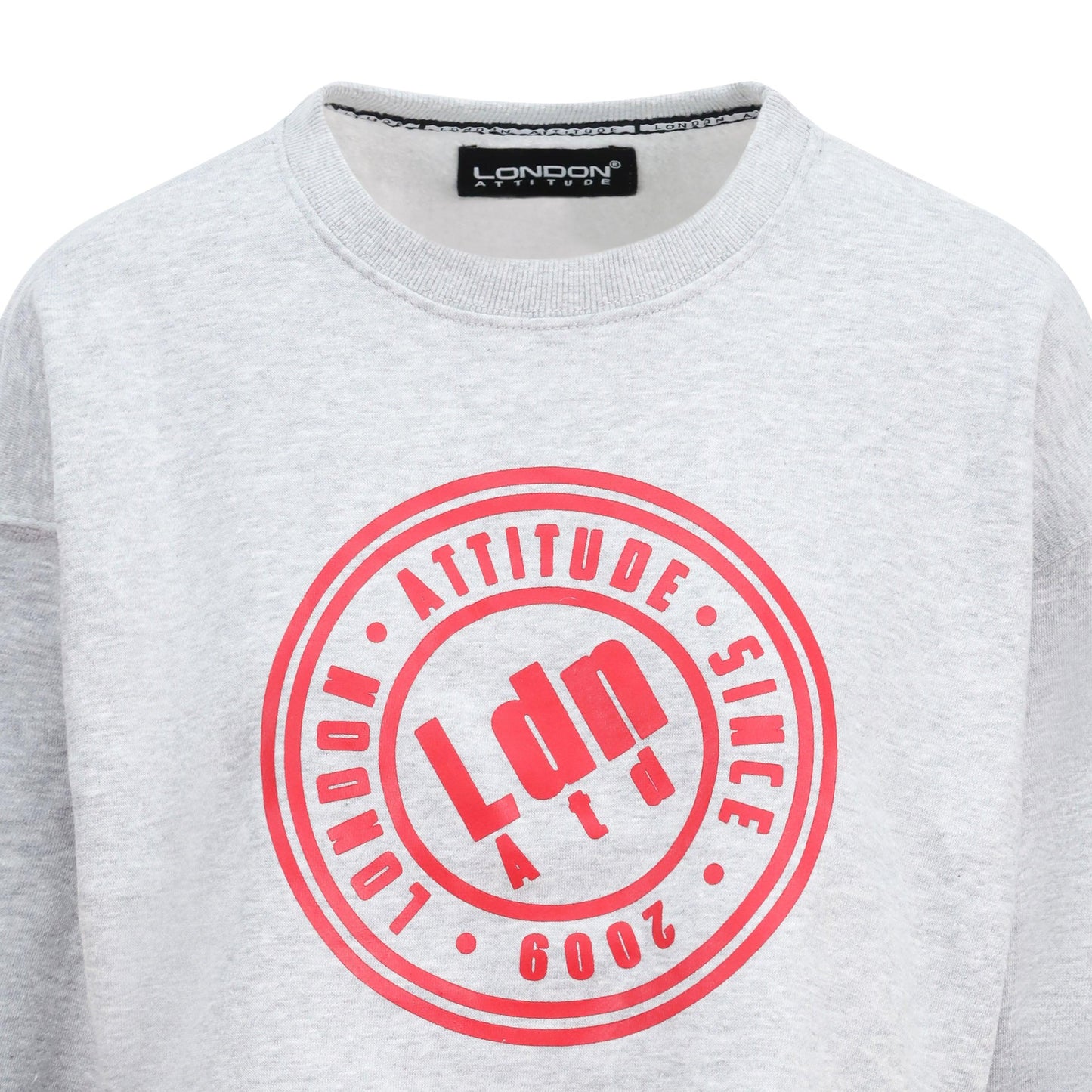 Women's Relaxed Fit  Logo Printed Cropped Sweatshirt Grey - London Attitude