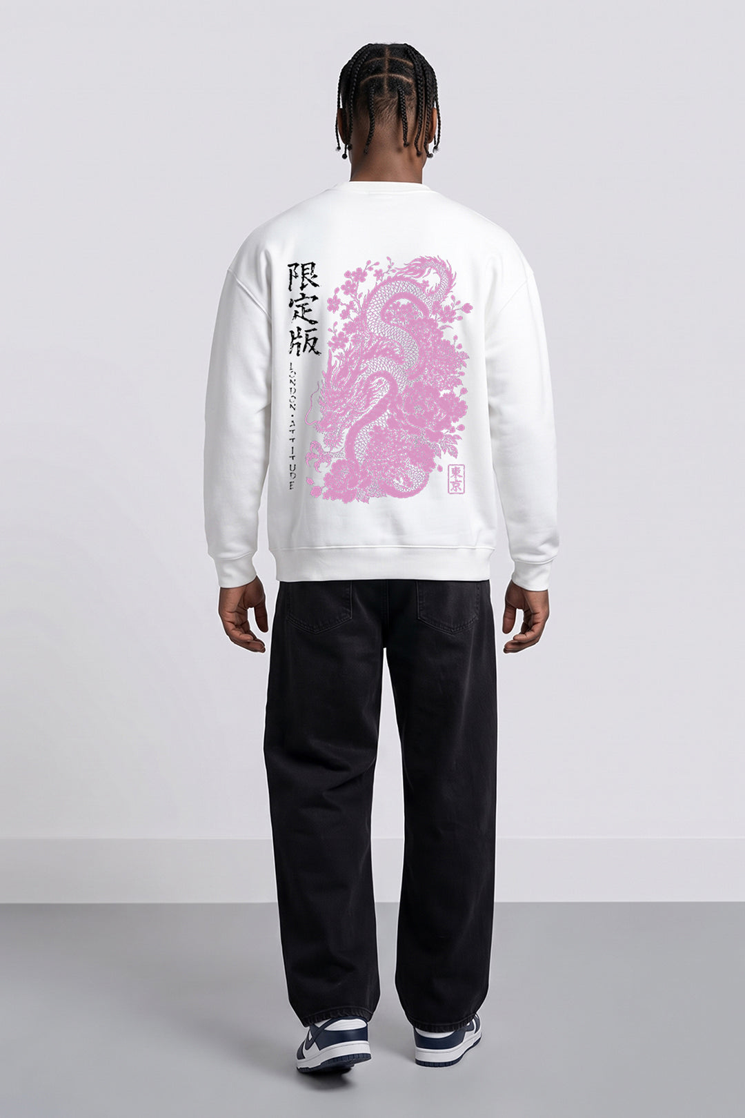 Oversized Heavyweight Japanese Dragon & Floral Graphic Sweatshirt