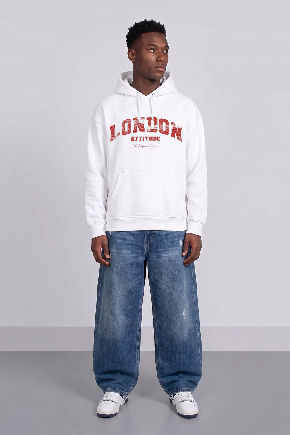 Relaxed Fit Collegiate Graphic Hoodie in Red