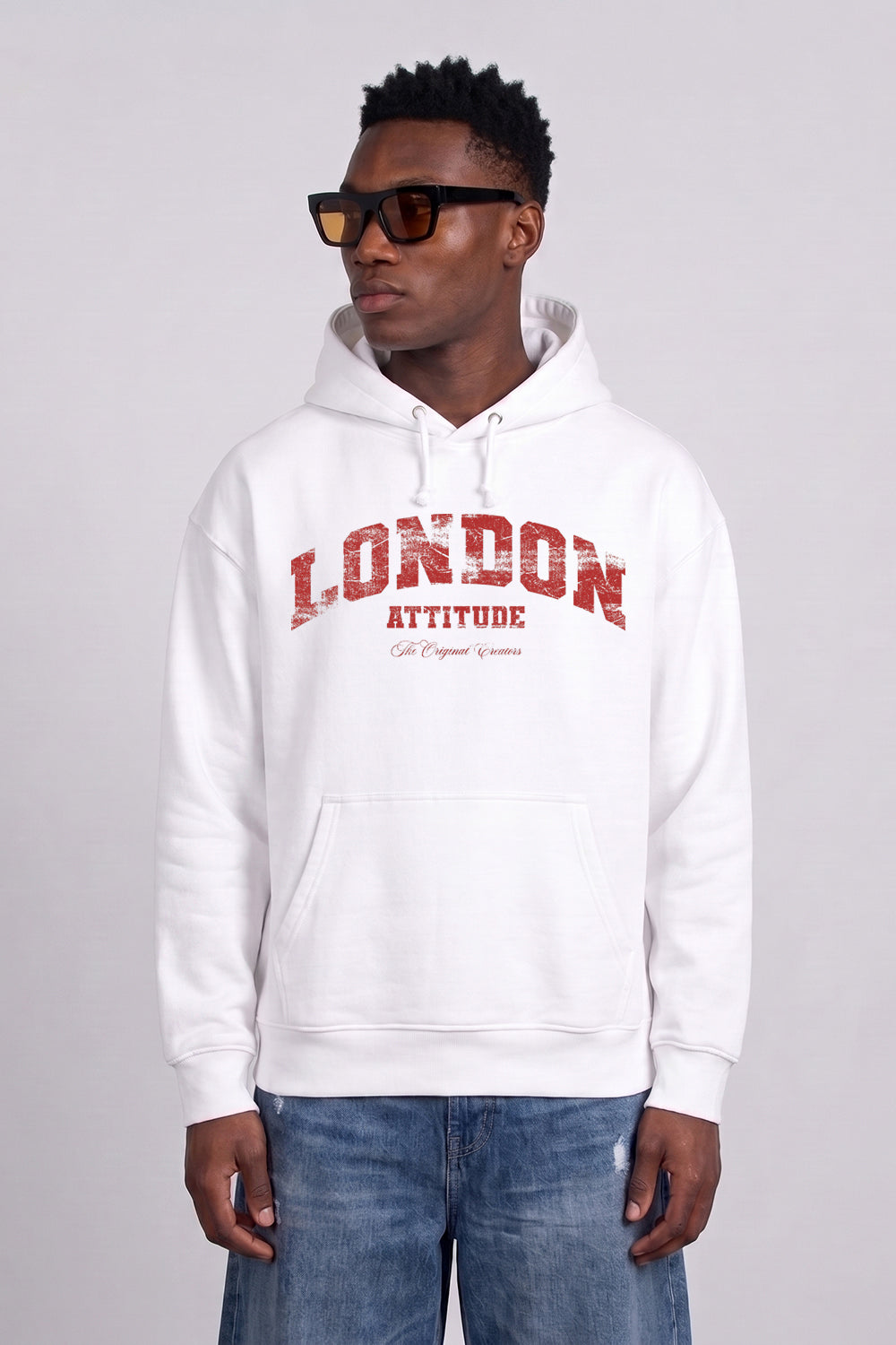 Relaxed Fit Collegiate Graphic Hoodie in Red