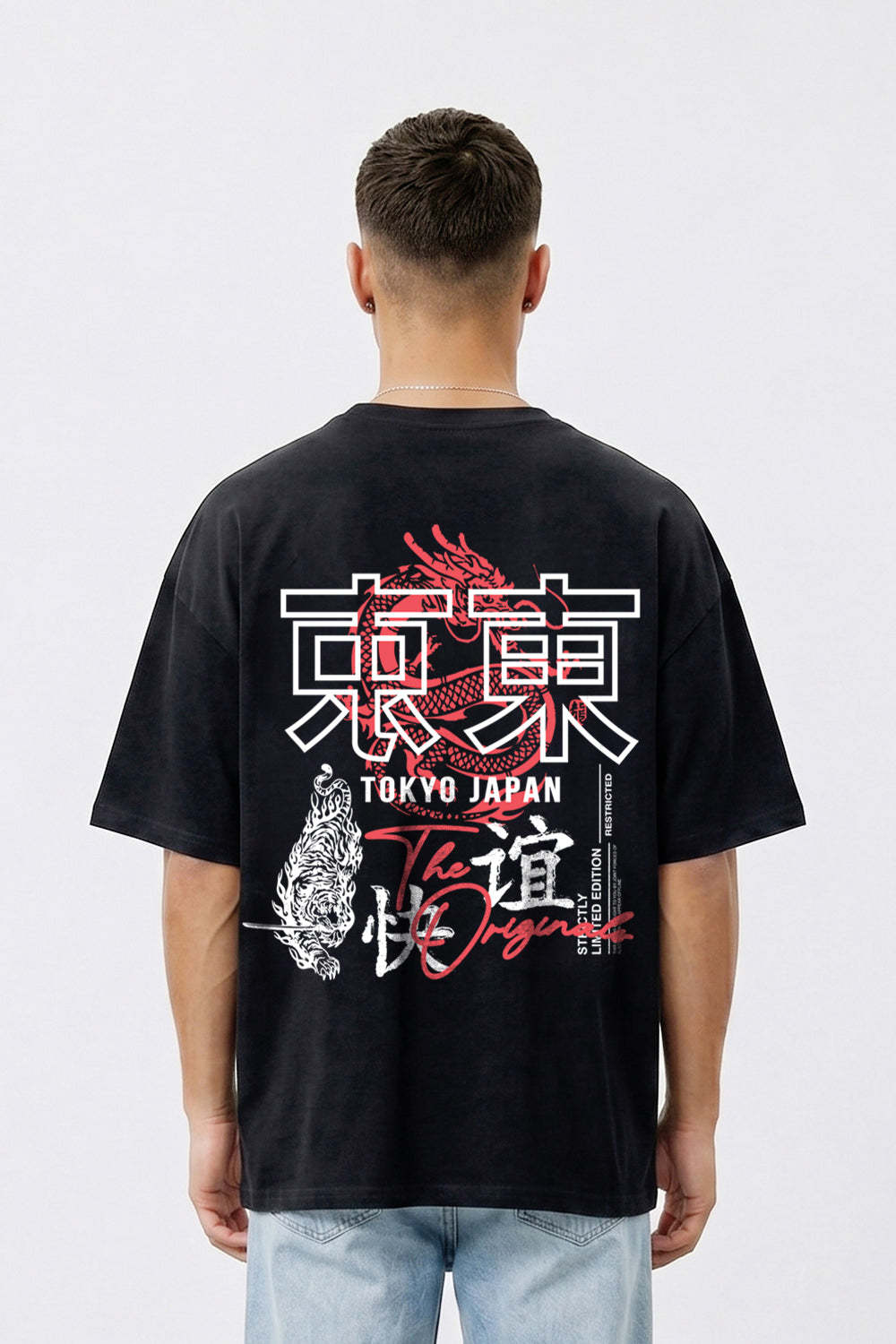 Tokyo Dragon Oversized Heavyweight Graphic T-Shirt in Black