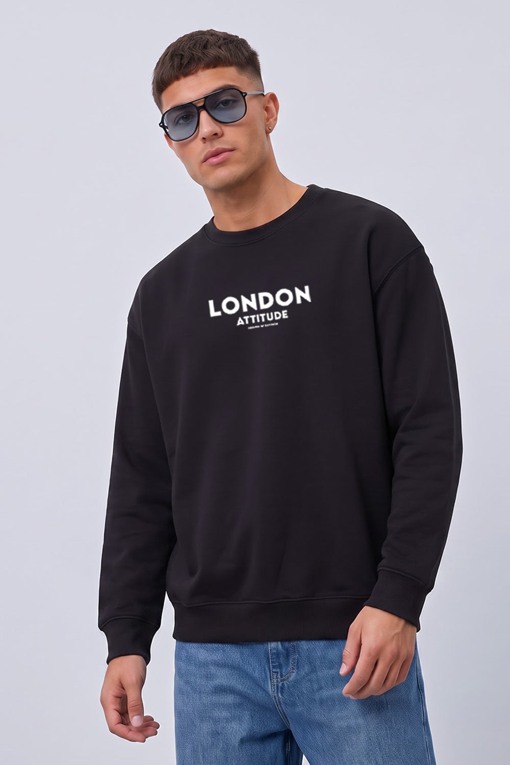 Oversized Dragon Graphic Back Print Sweatshirt in Black