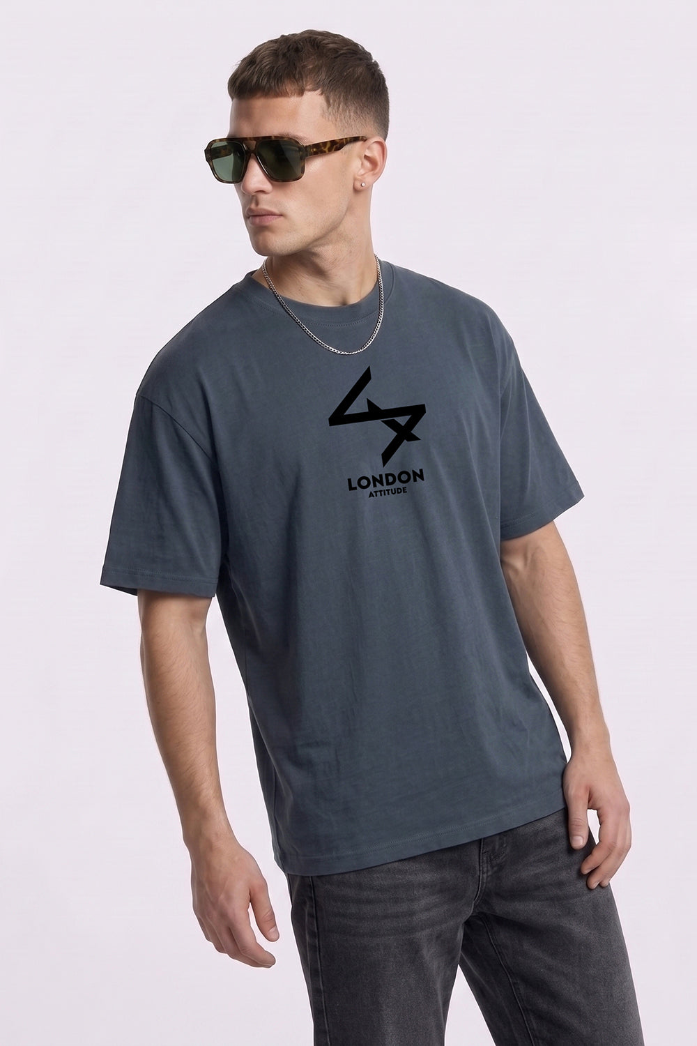 Push Your Limits Oversized Heavyweight T-Shirt in Black Print