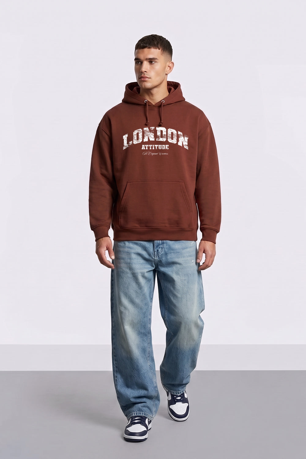 Relaxed Fit Collegiate Graphic Hoodie in White