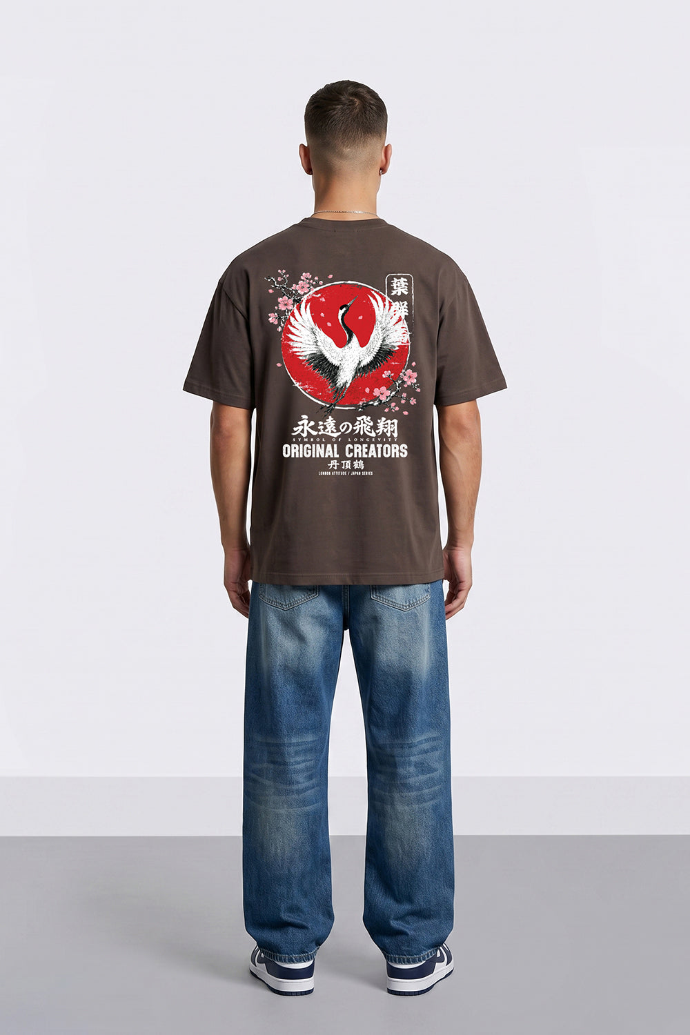 Japanese Crane Oversized Heavyweight Graphic T-Shirt