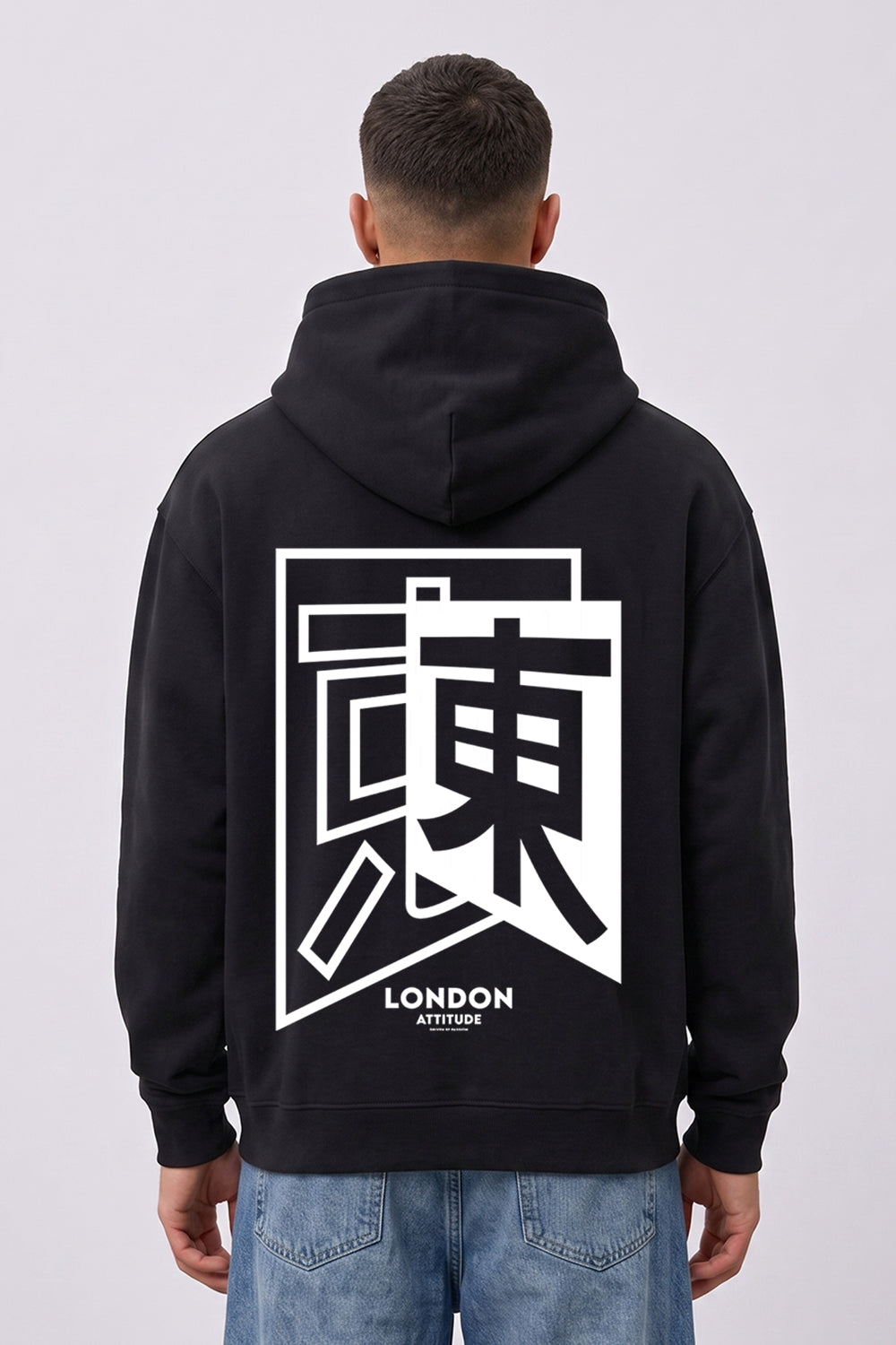 Oversized Japanese Inspired Graphic Hoodie in Black