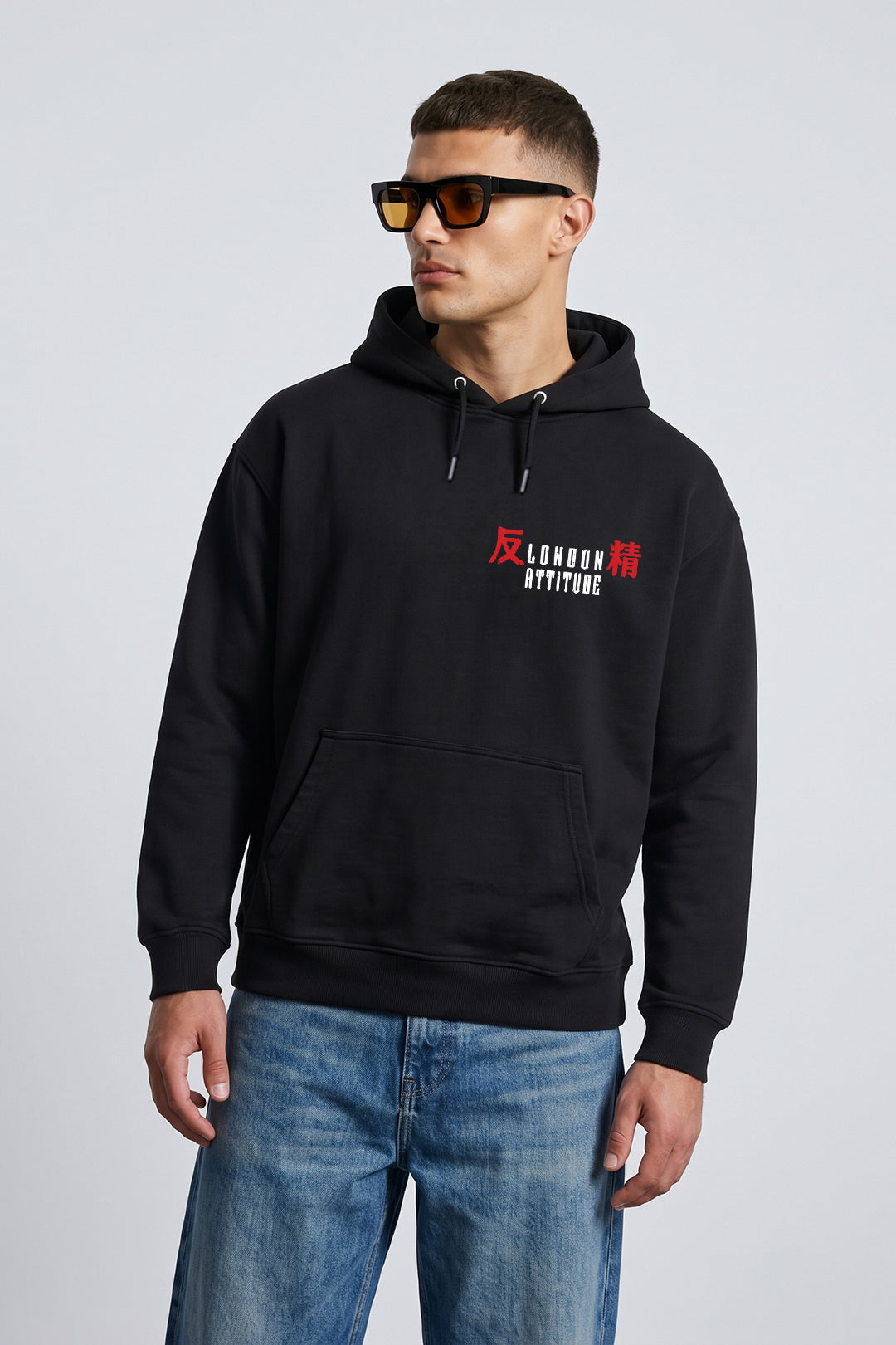 Relaxed Fit Tokyo After Dark Graphic Hoodie in Black