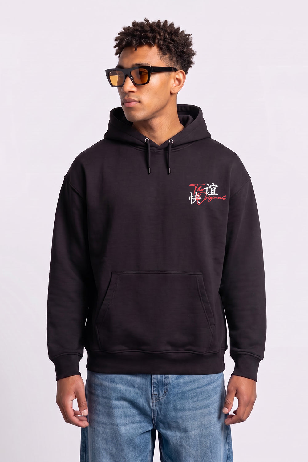 Relaxed Fit Tokyo Japan Graphic Hoodie in Black