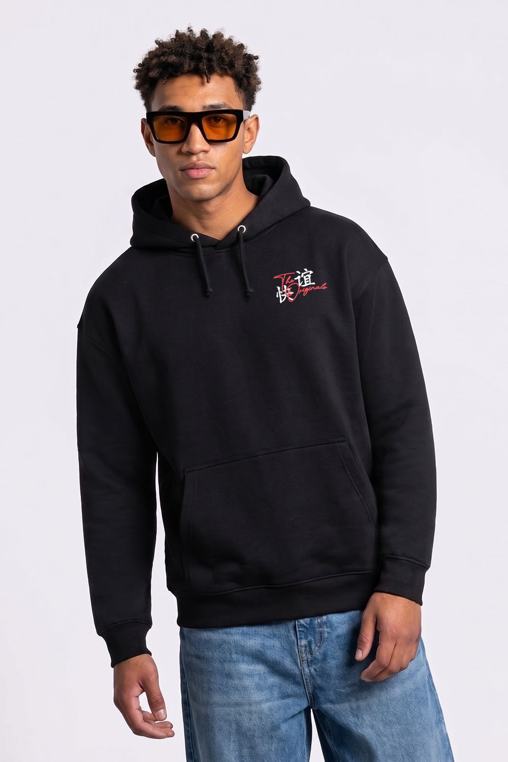 Oversized Tokyo Japan Graphic Hoodie in Black