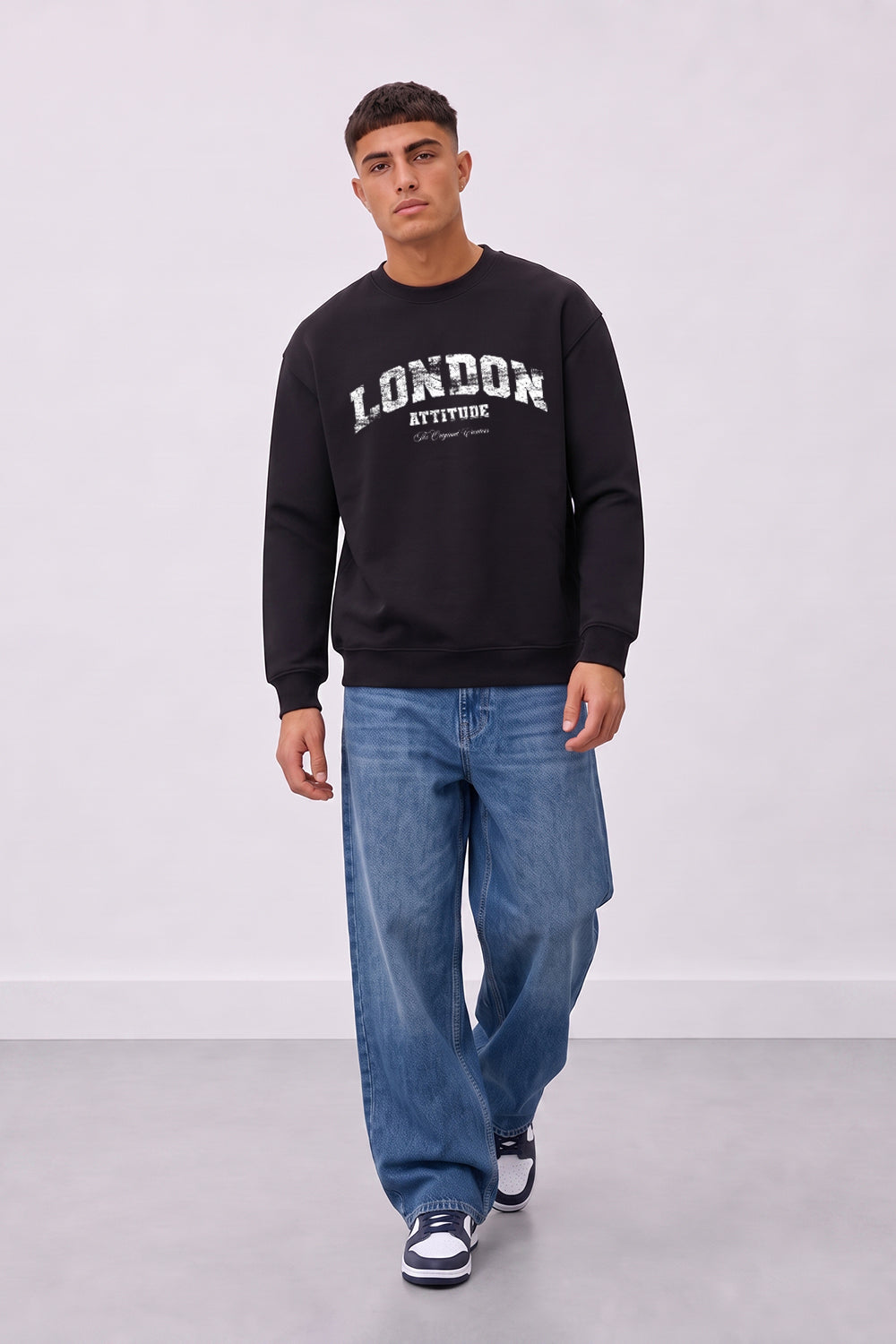 Relaxed Fit Collegiate Graphic Sweatshirt in White