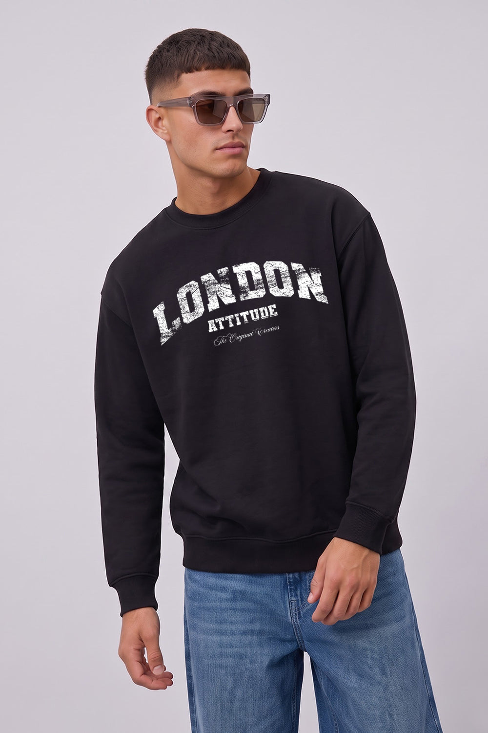 Relaxed Fit Collegiate Graphic Sweatshirt in White