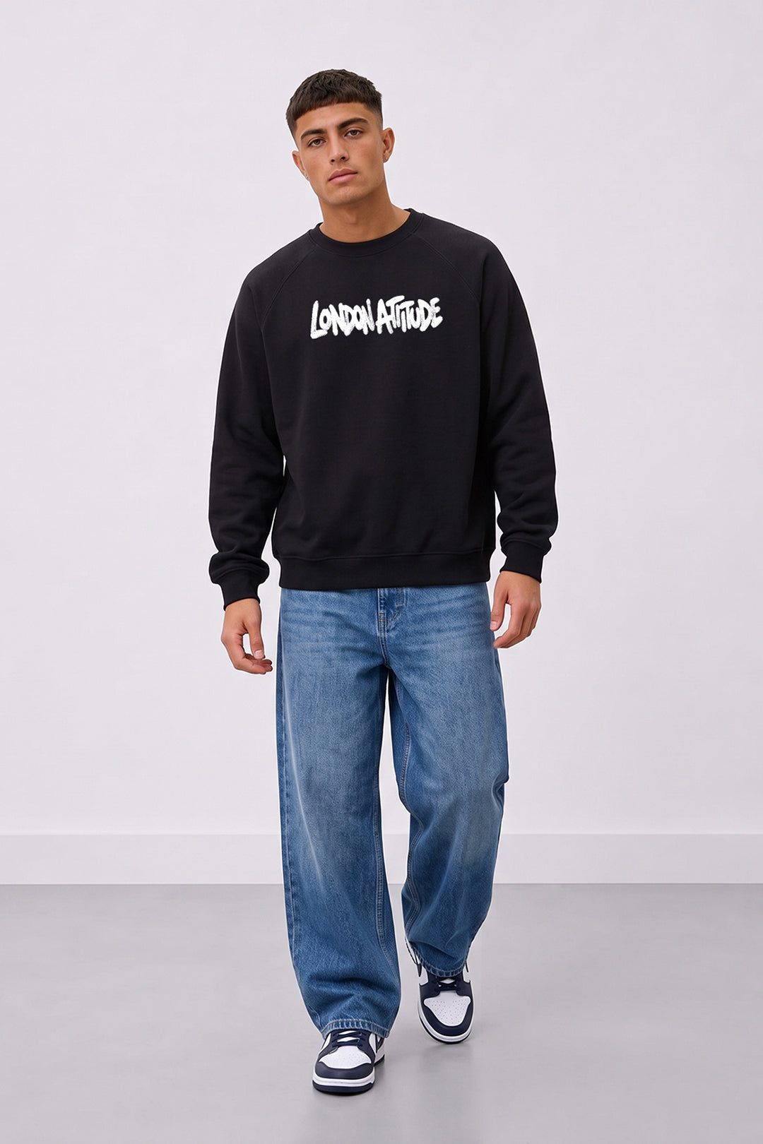 Relaxed Fit Heavyweight City Graffiti Sweatshirt in Black