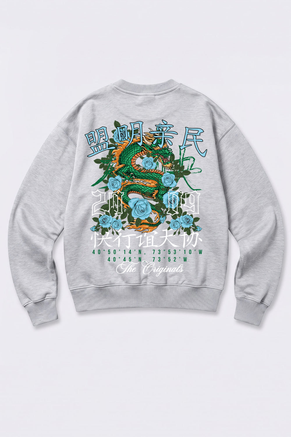 Oversized Dragon Graphic Back Print Sweatshirt